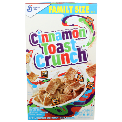 General Mills Cinnamon Toast Crunch Family Size Crispy, Sweetened Whole Wheat & Rice Cereal - 18.8 Ounce