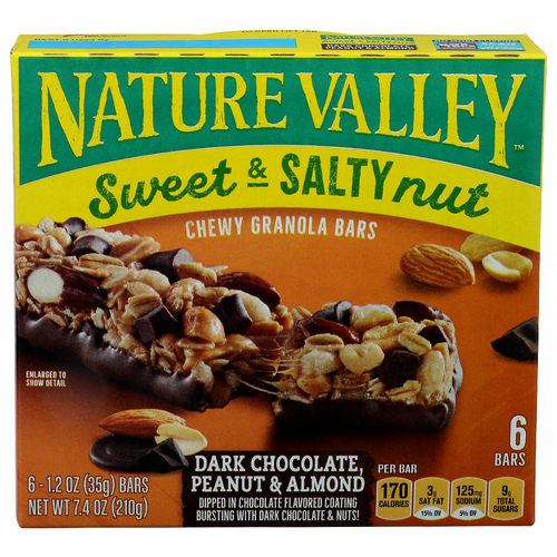 Nature Valley Sweet & Salty Nut Dark Chocolate, Peanut & Almond Chewy Granola Bars - 1.233 Ounce - 6 Count