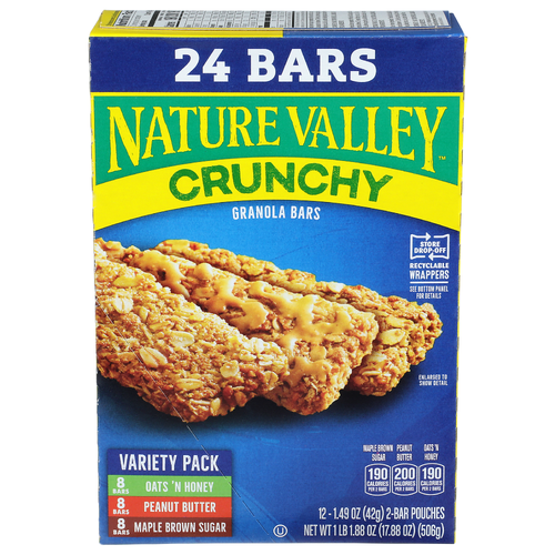 Nature Valley Crunchy Maple Brown Sugar Peanut Butter Oats 'n Honey Granola Bars 'n - 1.49 Ounce - 12 Count