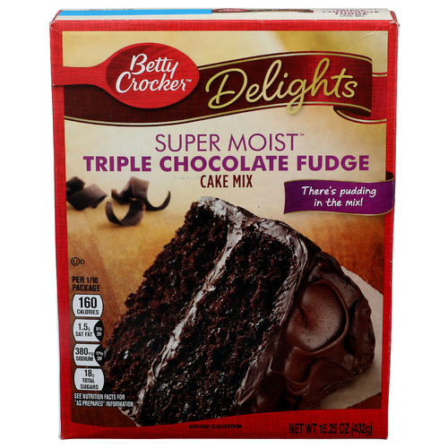 Betty Crocker Delights Triple Chocolate Fudge Super Moist Delights Cake Mix - 15.25 Ounce Image 1 of 4