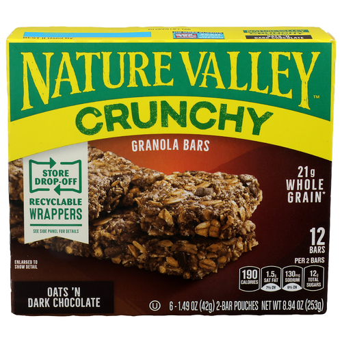 Nature Valley Crunchy Oats 'n Dark Chocolate Granola Bars 'n - 1.49 Ounce - 6 Count