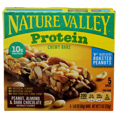 Nature Valley Protein Peanut, Almond & Dark Chocolate Chewy Bars - 1.42 Ounce - 5 Count Image 1 of 4