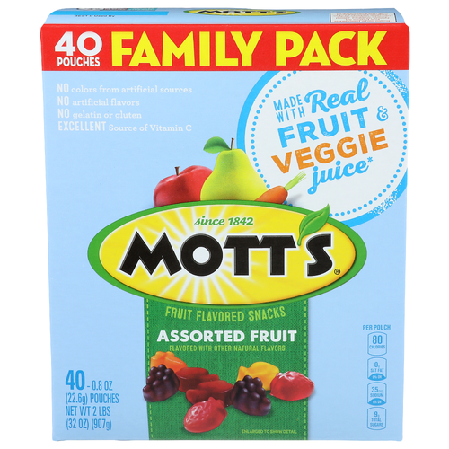 Mott's Assorted Fruit Flavored Snacks - 0.8 Ounce - 40 Count
