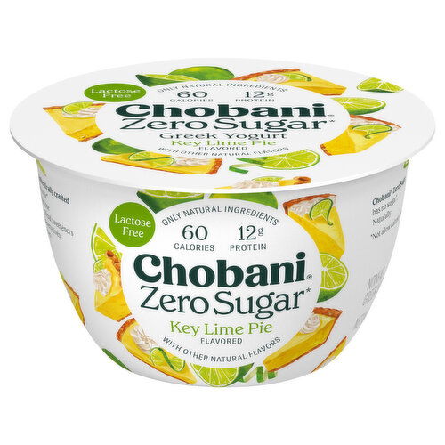 Chobani Yogurt, Greek, Nonfat, Zero Sugar, Key Lime Pie Flavored