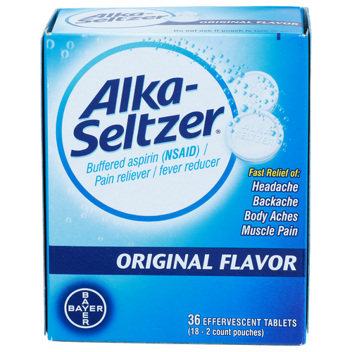Alka-Seltzer Original Flavor Buffered Aspirin Nsaid Pain Reliever Fever Reducer - 36 Count
