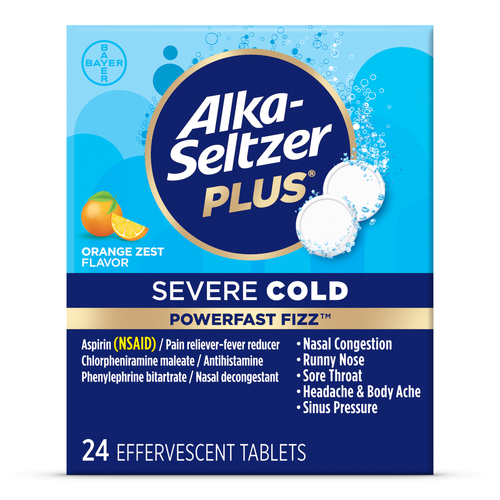 Alka-Seltzer Plus Severe Cold, Effervescent Tablets, Orange Zest Flavor - 24 Each