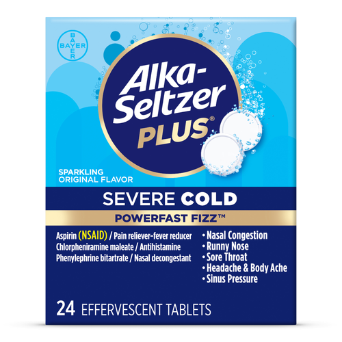 Alka-Seltzer Plus Severe Cold, Effervescent Tablets, Sparkling Original Flavor - 24 Each