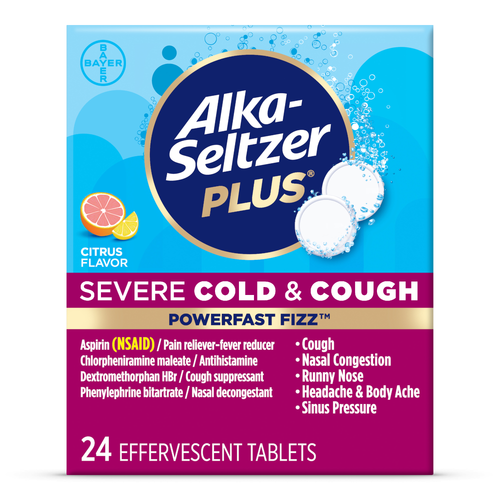Alka-Seltzer Plus Citrus PowerFast Fizz Severe Cold & Cough Treatment - 24 Count