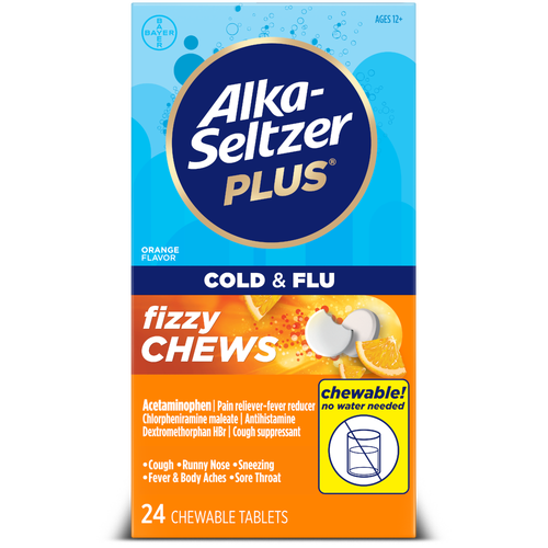 Alka-Seltzer Plus Cold & Flu, Chewable Tablets, Orange Flavor - 24 Each