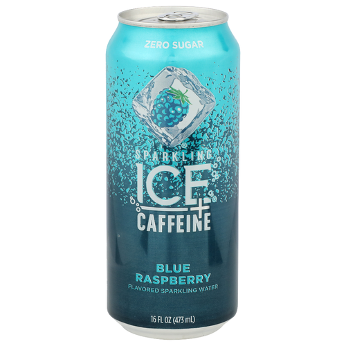Sparkling Ice + Caffeine Blue Raspberry Water - 16 Fluid Ounce