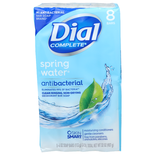 Dial Complete Spring Water Deodorant Bar Soap - 4 Ounce - 8 Count