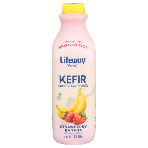 Lifeway Strawberry Banana Cultured Milk Lowfat Kefir - 32 Fluid Ounce