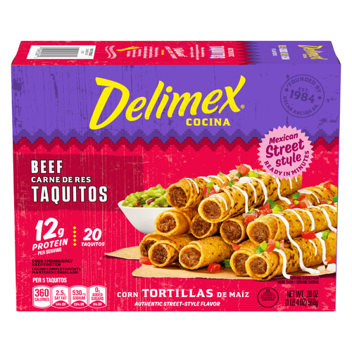 Delimex Beef Taquitos Frozen Snacks, Box - 20 Ounce