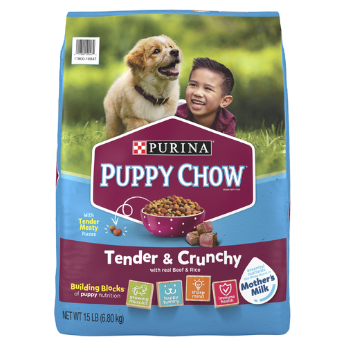 Purina Puppy Chow High Protein Dry Food, Tender & Crunchy With Real Beef - 15 Pound