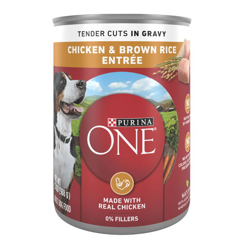 Purina ONE Tender Cuts In Wet Dog Food Gravy Chicken And Brown Rice Entree - 13 Ounce