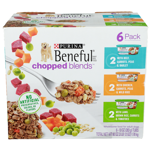 Purina Beneful Chopped Blends Wholesome Food For Adult Dogs - 10 Ounce - 6 Count