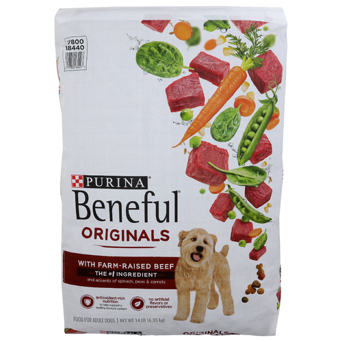 Purina Beneful With Farm-Raised Beef The 1 Ingredient And Accents Of Spinach, Peas & Carrots Originals Food For Adult Dogs - 14 Pound
