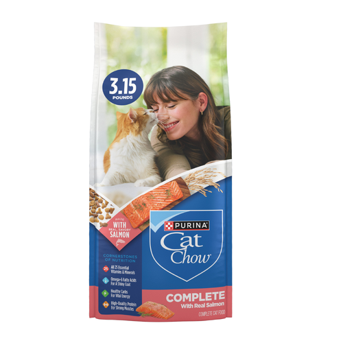 Purina Cat Chow Complete High Protein Dry Food With Real Salmon - 3.15 Pound