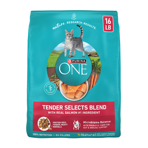 Purina ONE Natural Dry Cat Food, Tender Selects Blend With Real Salmon - 16 Pound