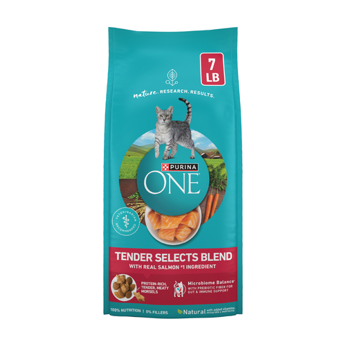 Purina ONE Natural Dry Cat Food, Tender Selects Blend With Real Salmon - 7 Pound