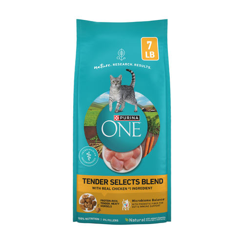 Purina ONE Natural Dry Cat Food, Tender Selects Blend With Real Chicken - 7 Pound