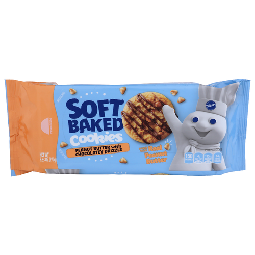 Pillsbury Peanut Butter With Chocolatey Drizzle Soft Baked Cookies - 9.53 Ounce Image 1 of 4