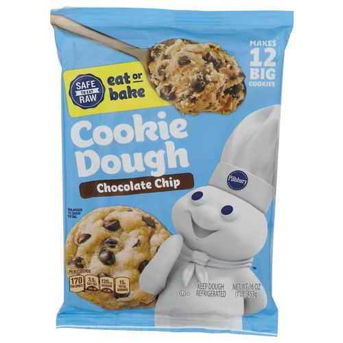 Pillsbury Chocolate Chip Cookie Dough - 1.333 Ounce - 12 Count