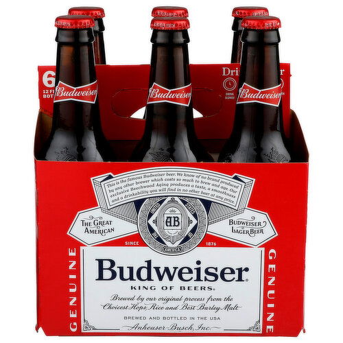 Budweiser Lager Beer - 12 Fluid Ounce - 6 Count