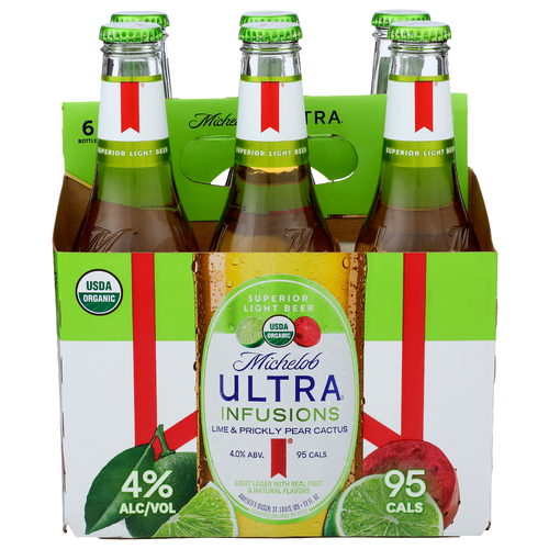 Michelob Ultra Infusions Lime & Prickly Pear Cactus Superior Light Beer - 12 Fluid Ounce - 6 Count