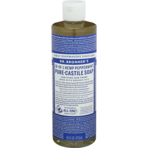 Dr. Bronner's Liquid Soap 18-In-1 Hemp Peppermint - 16 Fluid Ounce