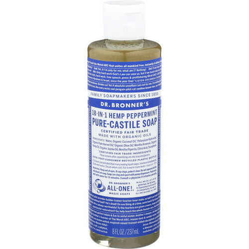 Dr. Bronner's Liquid Soap 18-In-1 Hemp Peppermint - 8 Fluid Ounce