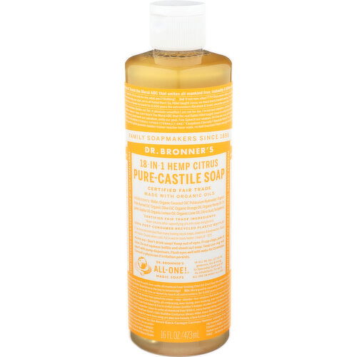 Dr. Bronner's Liquid Soap 18-In-1 Hemp Citrus - 16 Fluid Ounce
