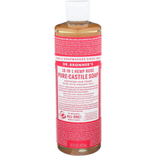 Dr. Bronner's Liquid Soap 18-In-1 Hemp Rose - 16 Fluid Ounce