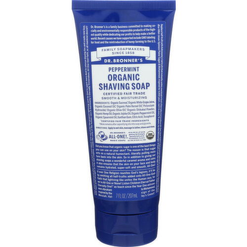 Dr. Bronner's Organic Shaving Soap Peppermint - 7 Fluid Ounce
