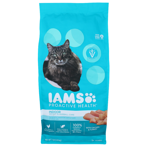 Iams With Chicken & Turkey Adult 1+ Years Indoor Weight & Hairball Care - 7 Pound