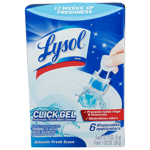 Lysol Atlantic Fresh Scent Brand Click Gel Automatic Toilet Bowl Cleaner - 0.17 Ounce - 6 Count
