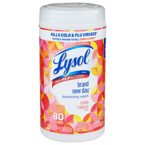 Lysol Mango & Hibiscus Scent Brand New Day Disinfecting Wipes - 0.209 Ounce - 80 Count