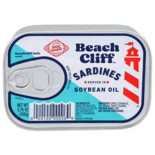 Beach Cliff Savory Served In Soybean Oil Sardines - 3.75 Ounce