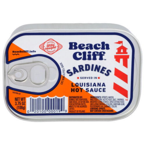 Beach Cliff Louisiana Hot Sauce Sardines - 3.75 Ounce