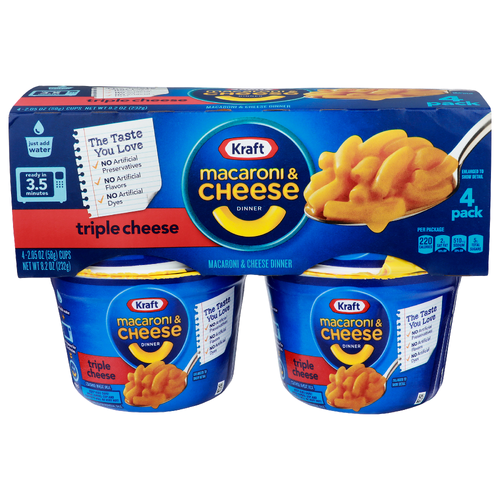 Kraft Triple Cheese Macaroni & Dinner - 2.05 Ounce - 4 Count