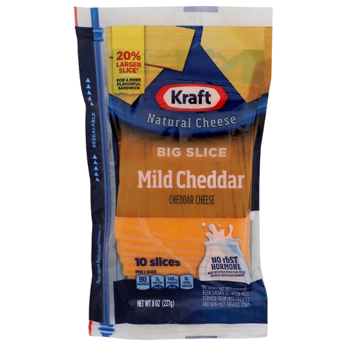 Kraft Cheddar Cheese Mild Big Slice - 0.8 Ounce - 10 Count