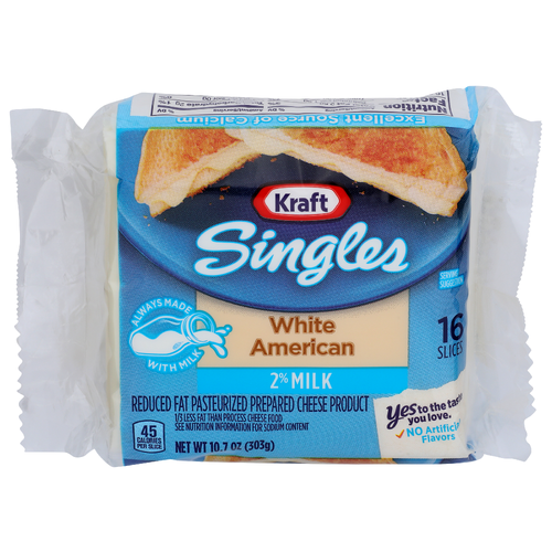 Kraft Reduced Fat Pasteurized Prepared Cheese Product White American - 0.669 Ounce - 16 Count