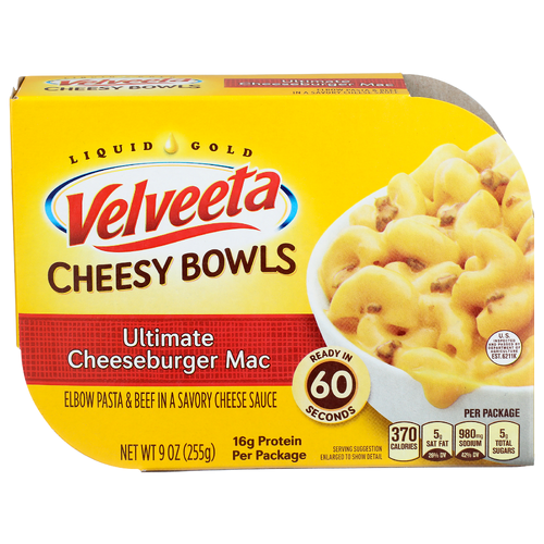 Velveeta Cheesy Bowls Elbow Pasta & Beef In a Savory Cheese Sauce - 9 Ounce