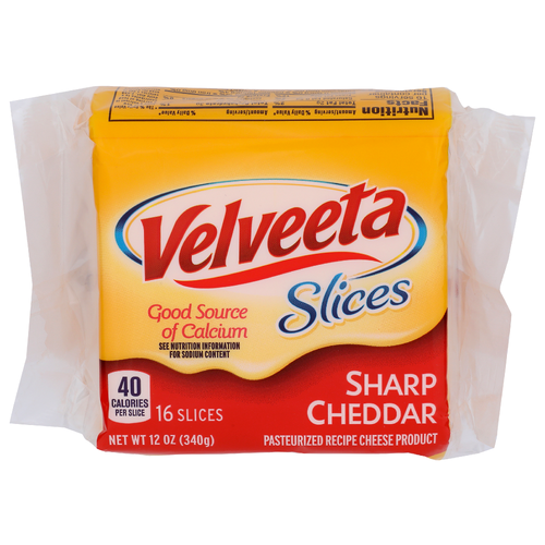 Velveeta Pasteurized Recipe Cheese Product Sharp Cheddar Slices - 0.75 Ounce - 16 Count