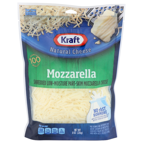 Kraft Mozzarella Shredded Low-Moisture Part-Skim Cheese - 8 Ounce