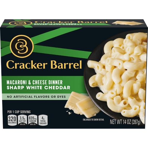 Cracker Barrel Sharp White Cheddar Macaroni & Cheese Dinner, Box - 14 Ounce