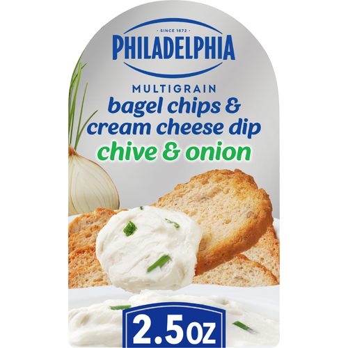 Philadelphia Chive & Onion Multigrain Bagel Chips & Cream Cheese Dip - 2.5 Ounce