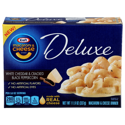 Kraft White Cheddar & Cracked Black Peppercorn Deluxe Macaroni & Cheese Dinner - 11.9 Ounce