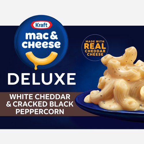Kraft White Cheddar & Cracked Black Peppercorn Deluxe Macaroni & Cheese Dinner - 11.9 Ounce Image 1 of 4