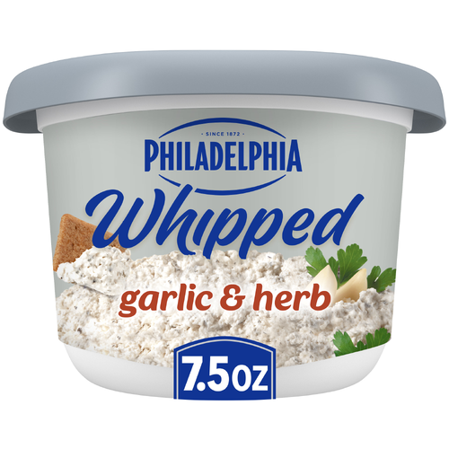 Philadelphia Garlic & Herb Whipped Cream Cheese Spread, Tub - 7.5 Ounce
